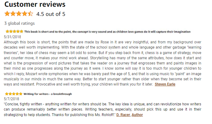 Chess Writing Amazon reviews